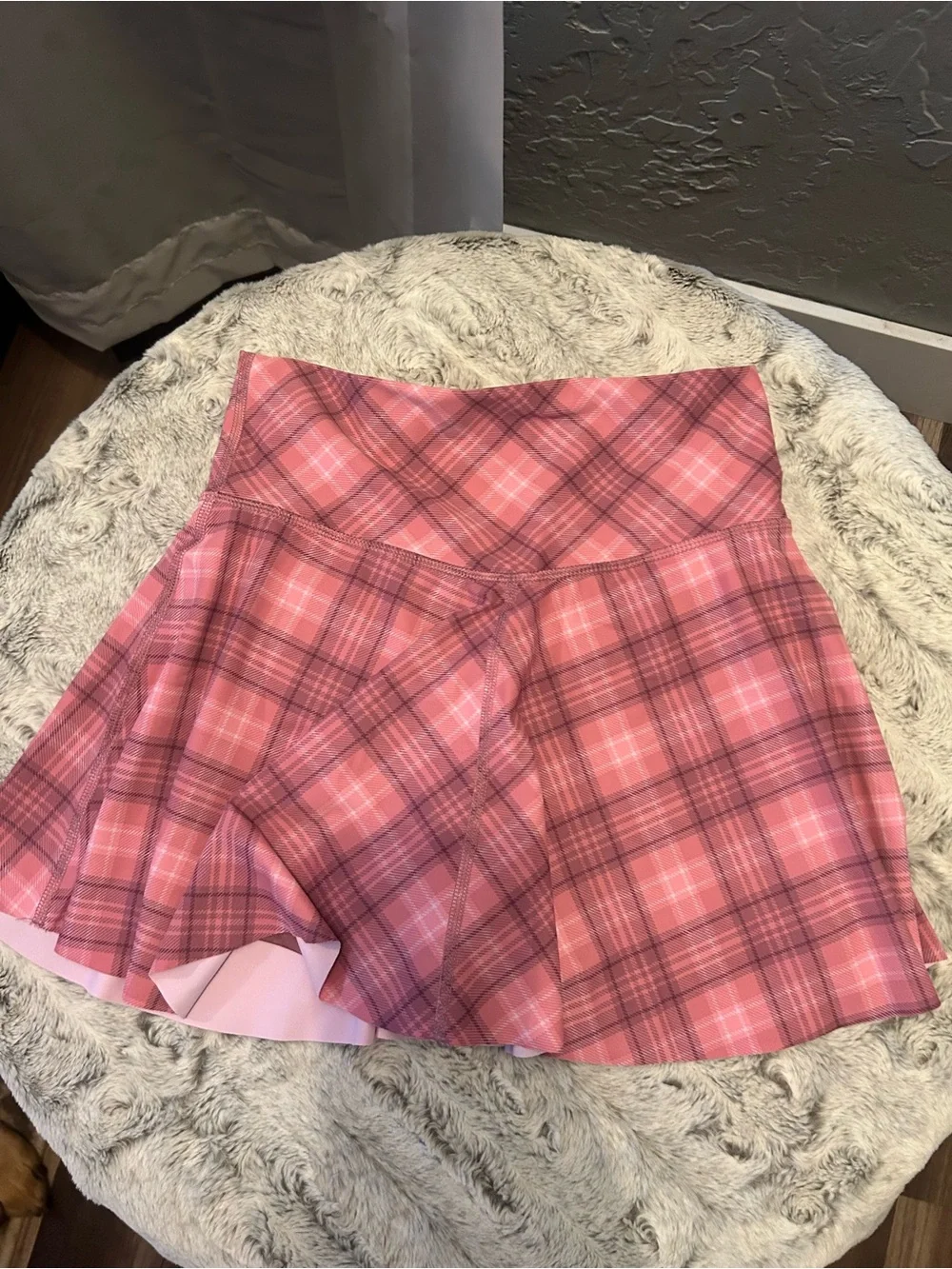 Old Navy Pink Plaid Flared Skort